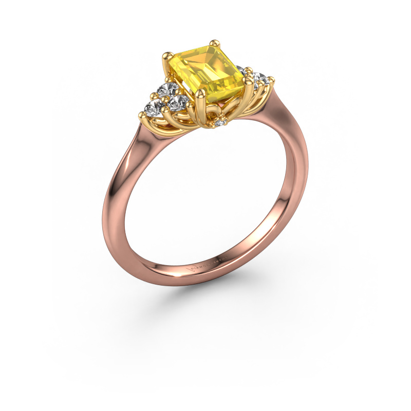 Image de Bague de fiançailles Felipa EME 585 or rose Saphir jaune 7x5 mm
