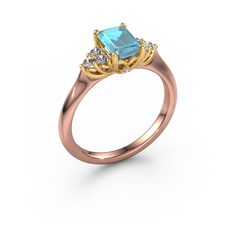 Image of Engagement ring Felipa EME 585 rose gold Blue topaz 7x5 mm