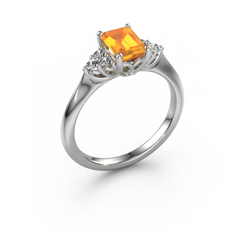 Image de Bague de fiançailles Felipa EME 950 platine Citrine 7x5 mm