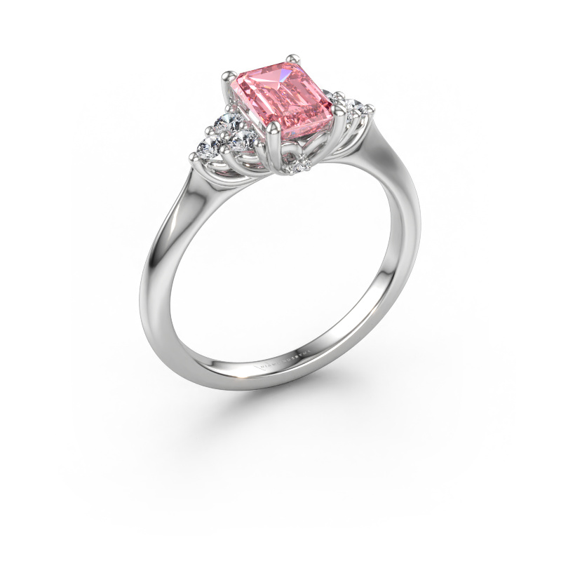 Afbeelding van Verlovingsring Felipa EME 950 platina Roze lab grown diamant 7x5 mm
