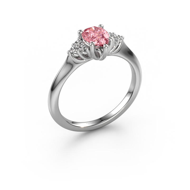Image de Bague de fiançailles Felipa PER 950 platine Diamant synthétique roze 7x5 mm