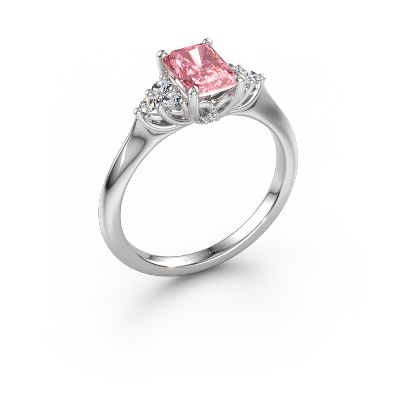 Immagine di Anello di fidanzamento Felipa RAD 585 oro bianco Diamante lab grown rosa 7x5 mm