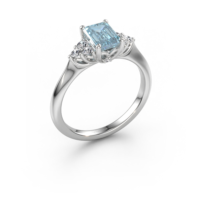 Bild av Förlovningsring Felipa EME 585 vitt guld Blå labbodlad diamant 7x5 mm