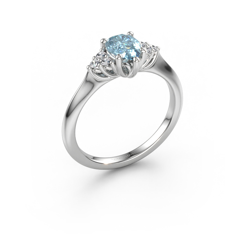 Bild av Förlovningsring Felipa PER 950 platina Blå labbodlad diamant 7x5 mm