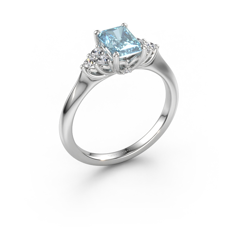 Immagine di Anello di fidanzamento Felipa RAD 585 oro bianco Diamante lab grown blu 7x5 mm