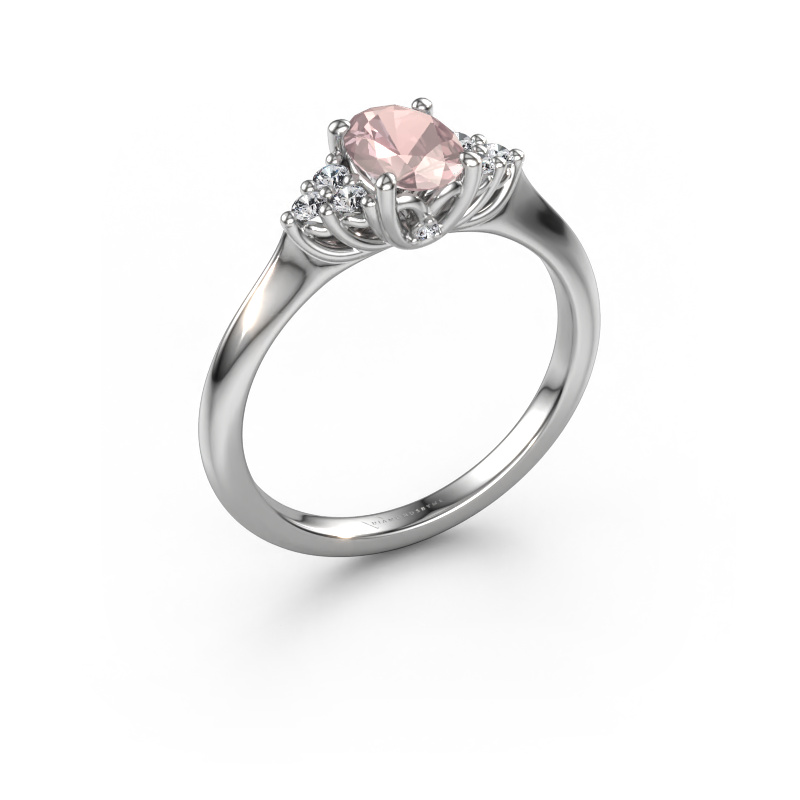 Image of Engagement ring Felipa OVL 585 white gold Morganite champagne 7x5 mm