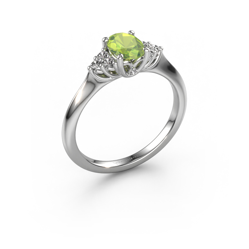 Image of Engagement ring Felipa OVL 585 white gold Peridot 7x5 mm