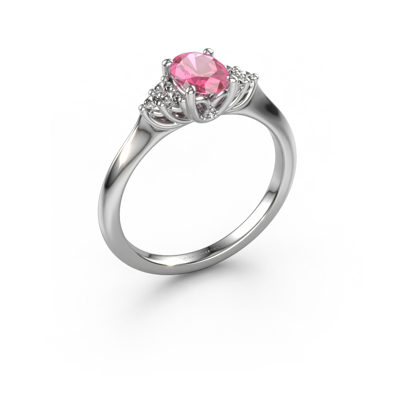 Image of Engagement ring Felipa OVL 950 platinum Pink sapphire 7x5 mm