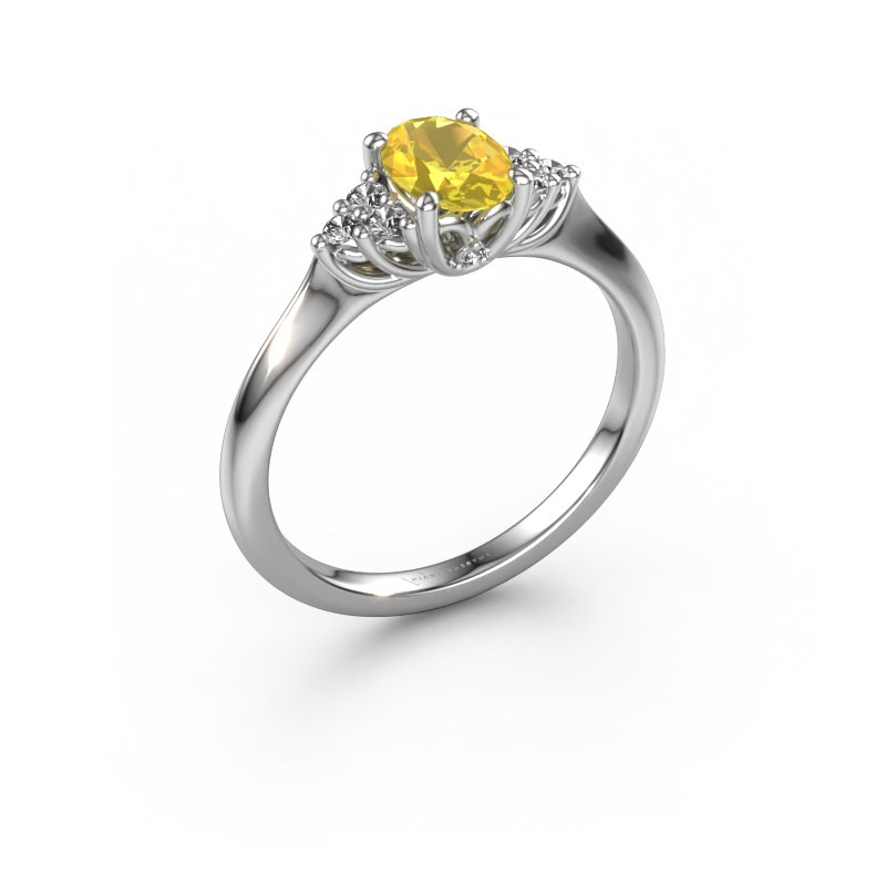 Image of Engagement ring Felipa OVL 950 platinum Yellow sapphire 7x5 mm