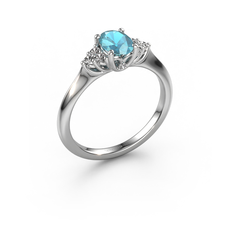 Image of Engagement ring Felipa OVL 950 platinum Blue topaz 7x5 mm