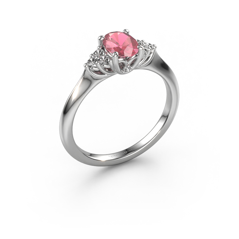Image de Bague de fiançailles Felipa OVL 585 or blanc Rose tourmaline 7x5 mm
