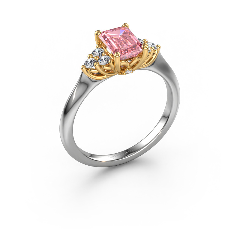 Afbeelding van Verlovingsring Felipa EME 585 witgoud Roze lab grown diamant 7x5 mm