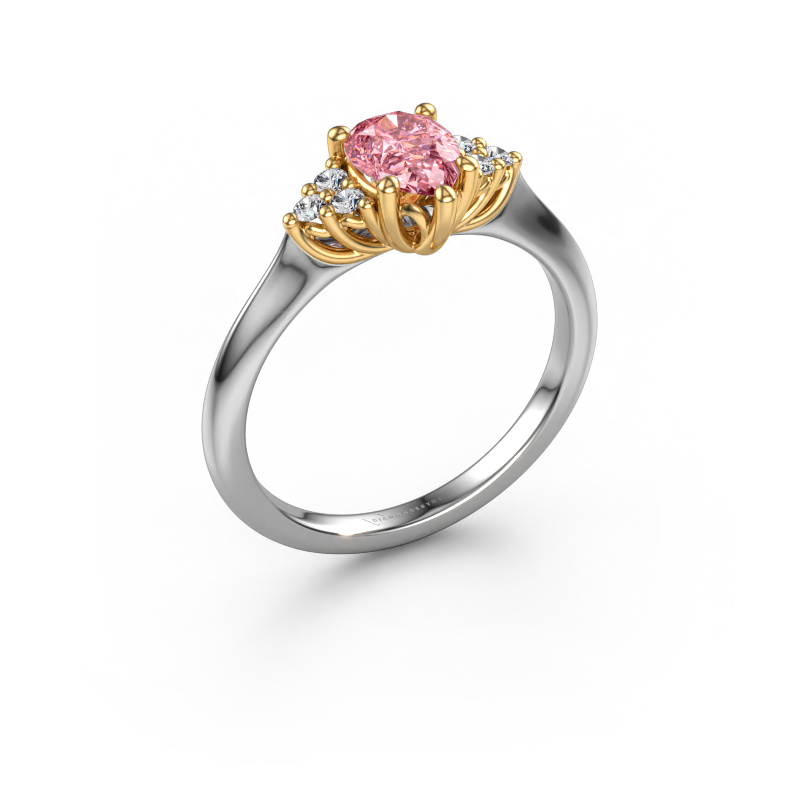 Image of Engagement ring Felipa PER 585 white gold Pink lab grown diamond 7x5 mm