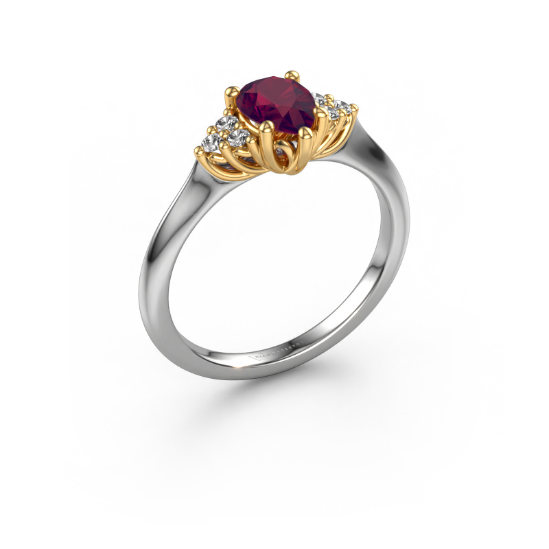 Image of Engagement ring Felipa PER 585 white gold Rhodolite 7x5 mm
