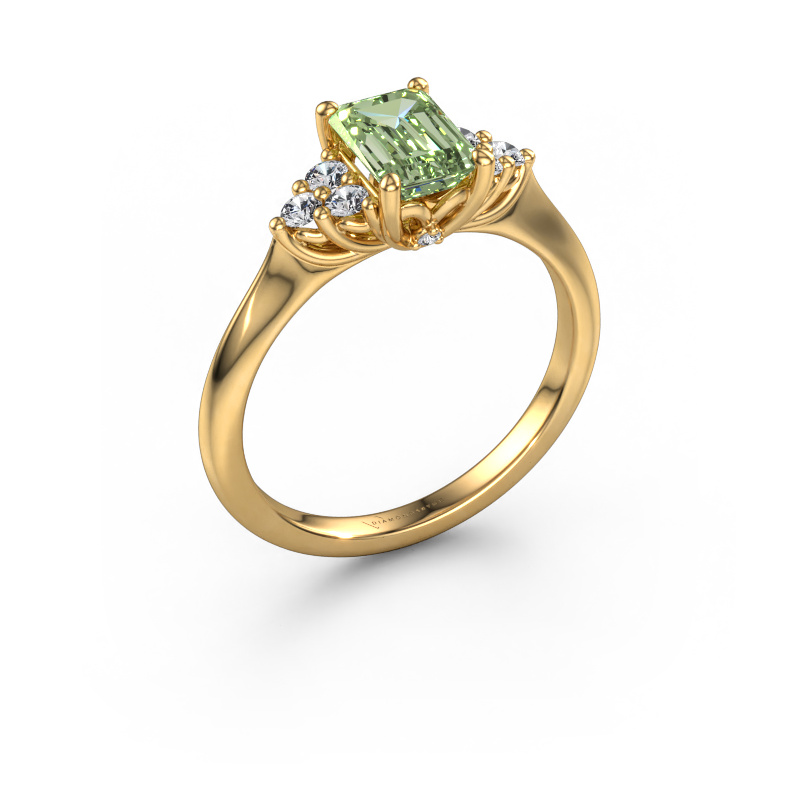Image of Engagement ring Felipa EME 585 gold Green lab grown diamond 7x5 mm