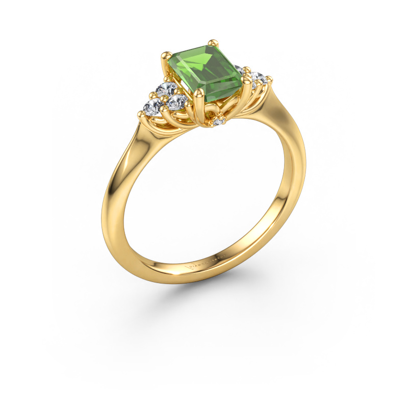Bild von Verlobungsring Felipa EME 585 Gold Turmalin grün 7x5 mm