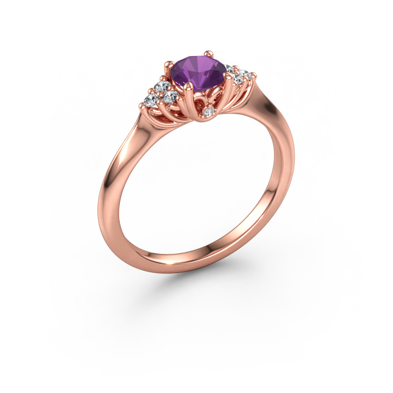 Immagine di Anello di fidanzamento Felipa RND 585 oro rosa Ametista 5 mm