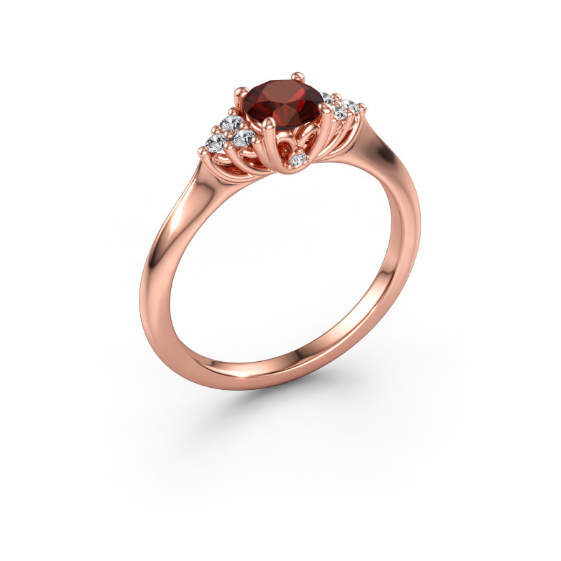 Immagine di Anello di fidanzamento Felipa RND 585 oro rosa Granato 5 mm