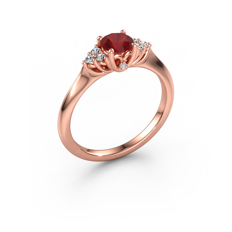 Immagine di Anello di fidanzamento Felipa RND 585 oro rosa Rubino 5 mm