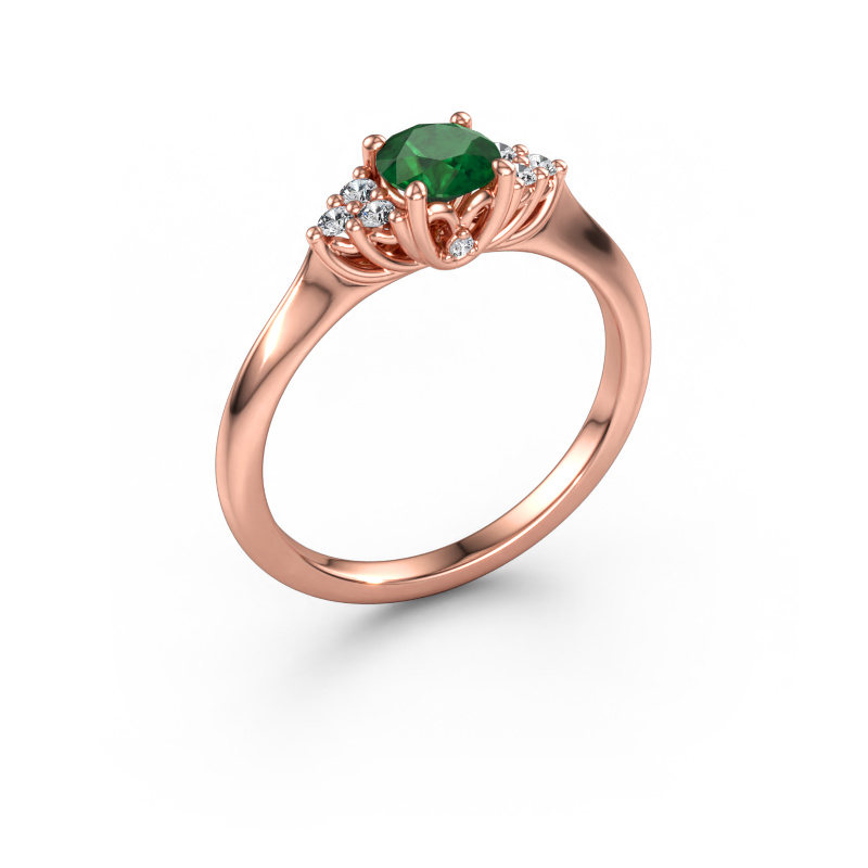 Immagine di Anello di fidanzamento Felipa RND 585 oro rosa Smeraldo 5 mm