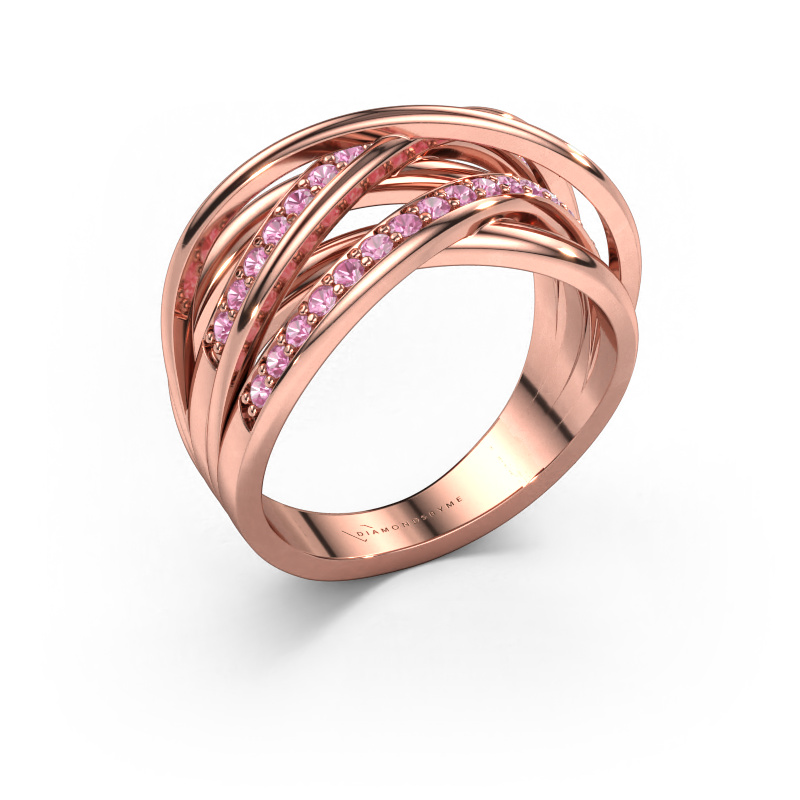Image of Ring Fem 2 585 rose gold Pink sapphire 1.5 mm