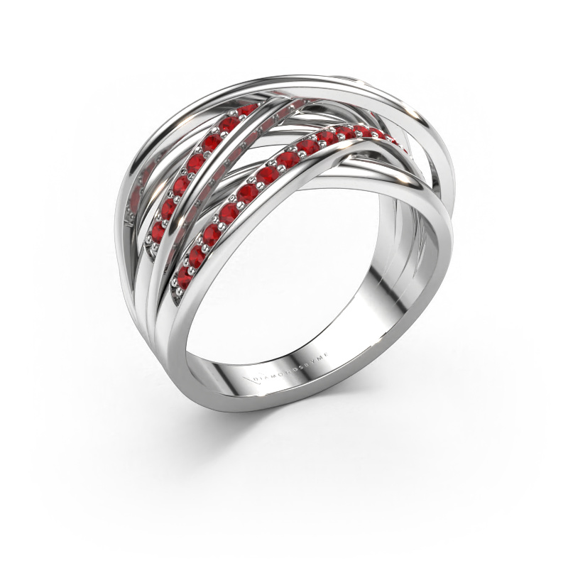Image of Ring Fem 2 585 white gold Ruby 1.5 mm