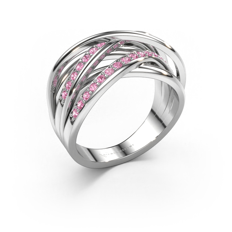 Image de Bague Fem 2 585 or blanc Saphir rose 1.5 mm