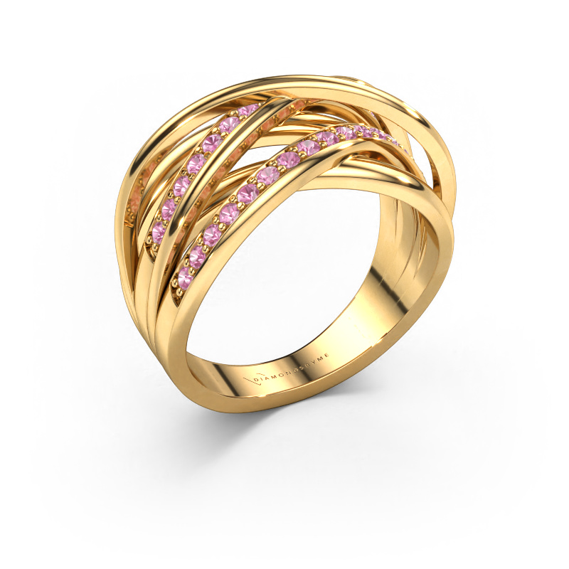 Image of Ring Fem 2 585 gold Pink sapphire 1.5 mm