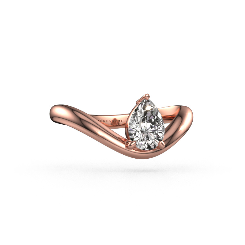 Image of Engagement ring Femke PER 585 rose gold Custom diamond 7x5 mm