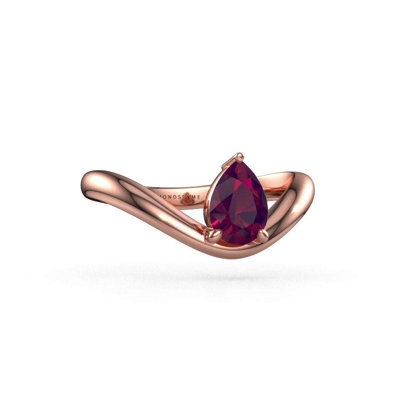 Image of Engagement ring Femke PER 585 rose gold Rhodolite 7x5 mm