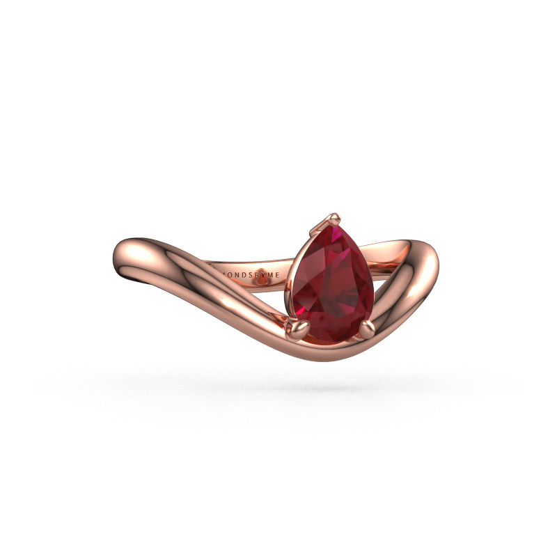 Image of Engagement ring Femke PER 585 rose gold Ruby 7x5 mm