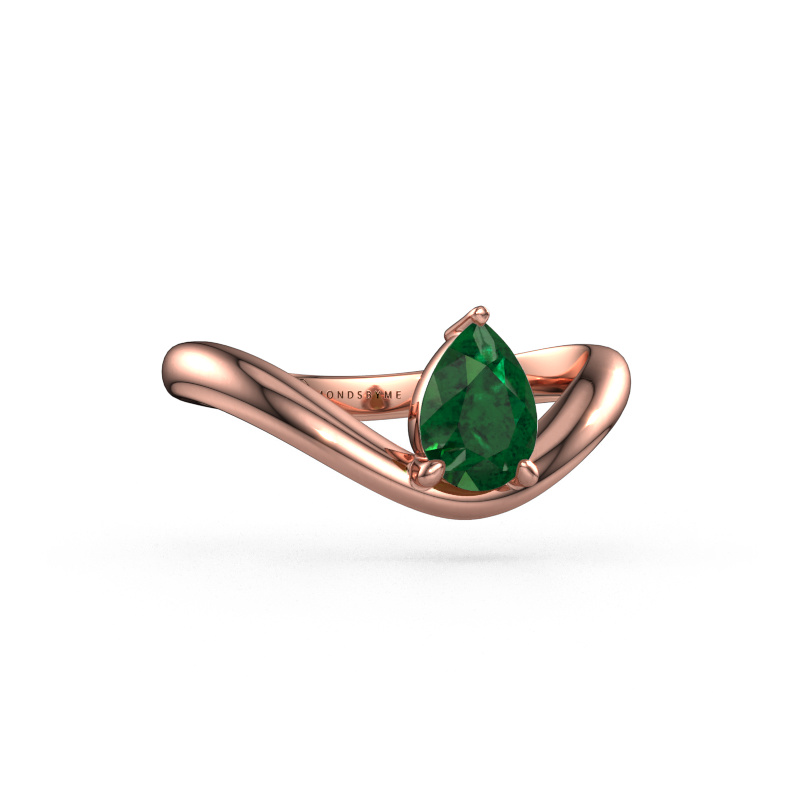 Image of Engagement ring Femke PER 585 rose gold Emerald 7x5 mm