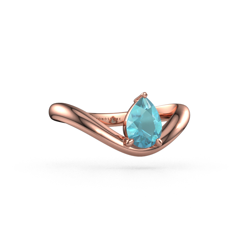 Image de Bague de fiançailles Femke PER 585 or rose Topaze bleue 7x5 mm