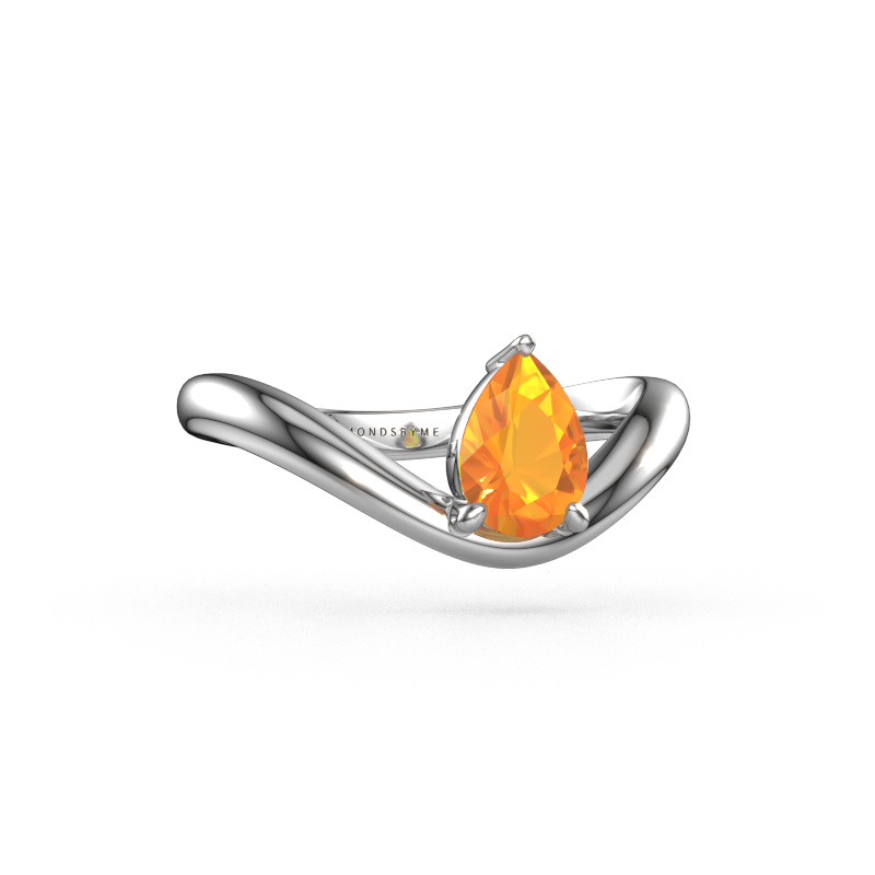 Image of Engagement ring Femke PER 585 white gold Citrin 7x5 mm