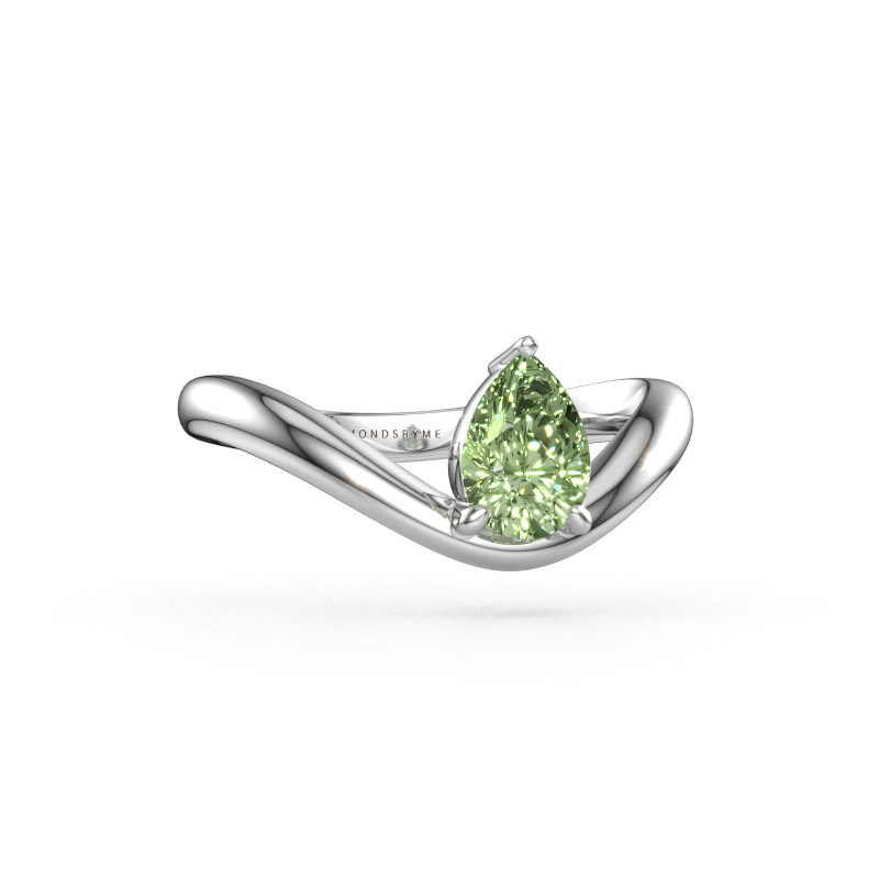 Immagine di Anello di fidanzamento Femke PER 585 oro bianco Diamante lab grown verde 7x5 mm