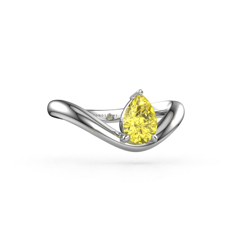 Image of Engagement ring Femke PER 950 platinum Yellow lab grown diamond 7x5 mm