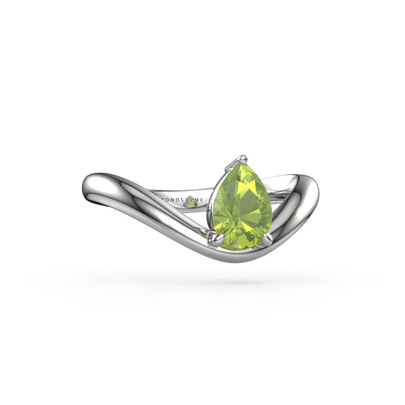 Image of Engagement ring Femke PER 585 white gold Peridot 7x5 mm