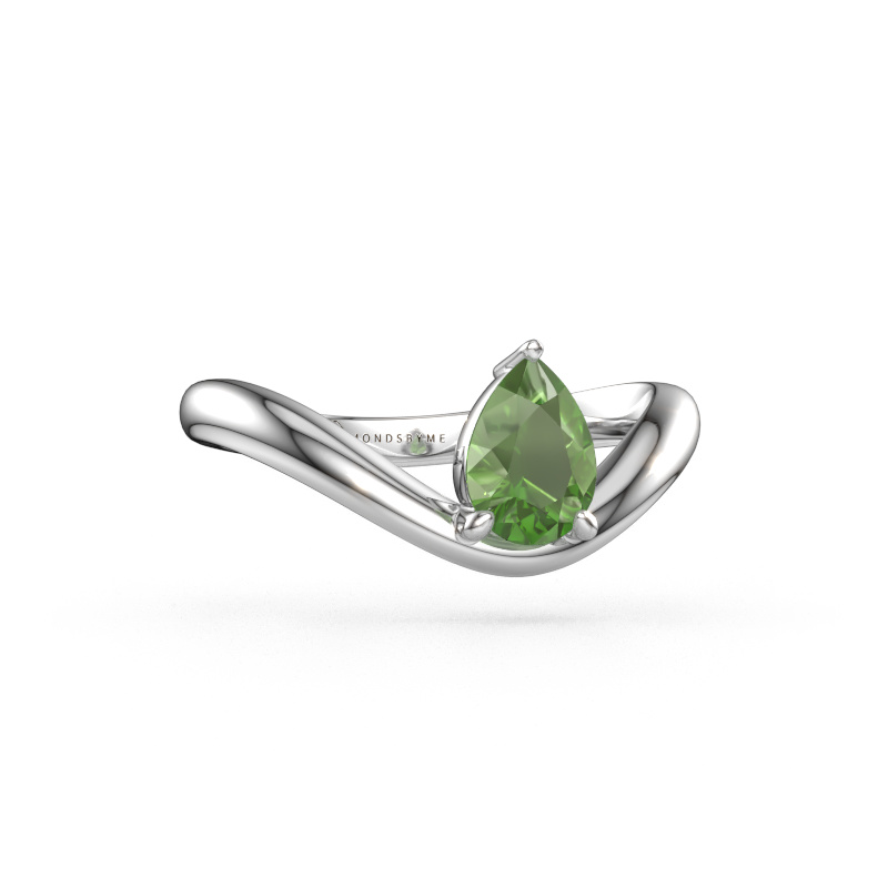 Immagine di Anello di fidanzamento Femke PER 950 platino Tormalina verde 7x5 mm