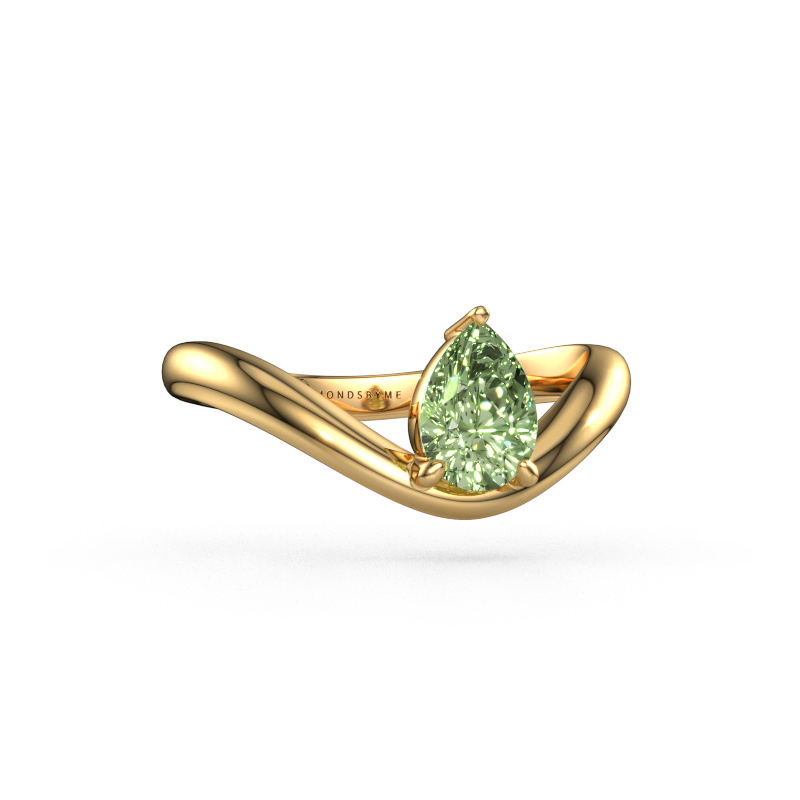 Image of Engagement ring Femke PER 585 gold Green lab grown diamond 7x5 mm