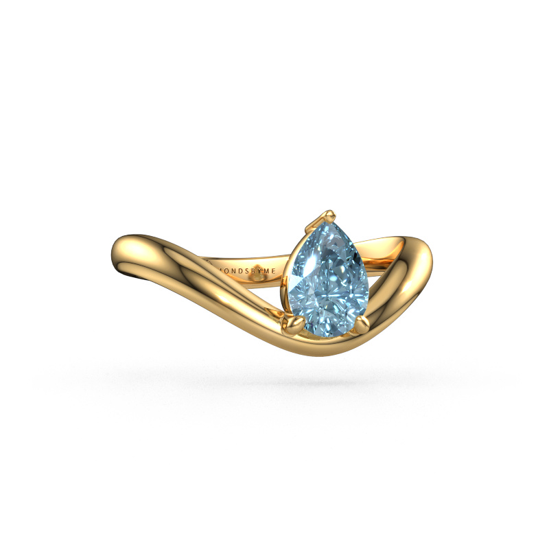 Image of Engagement ring Femke PER 585 gold Blue lab grown diamond 7x5 mm