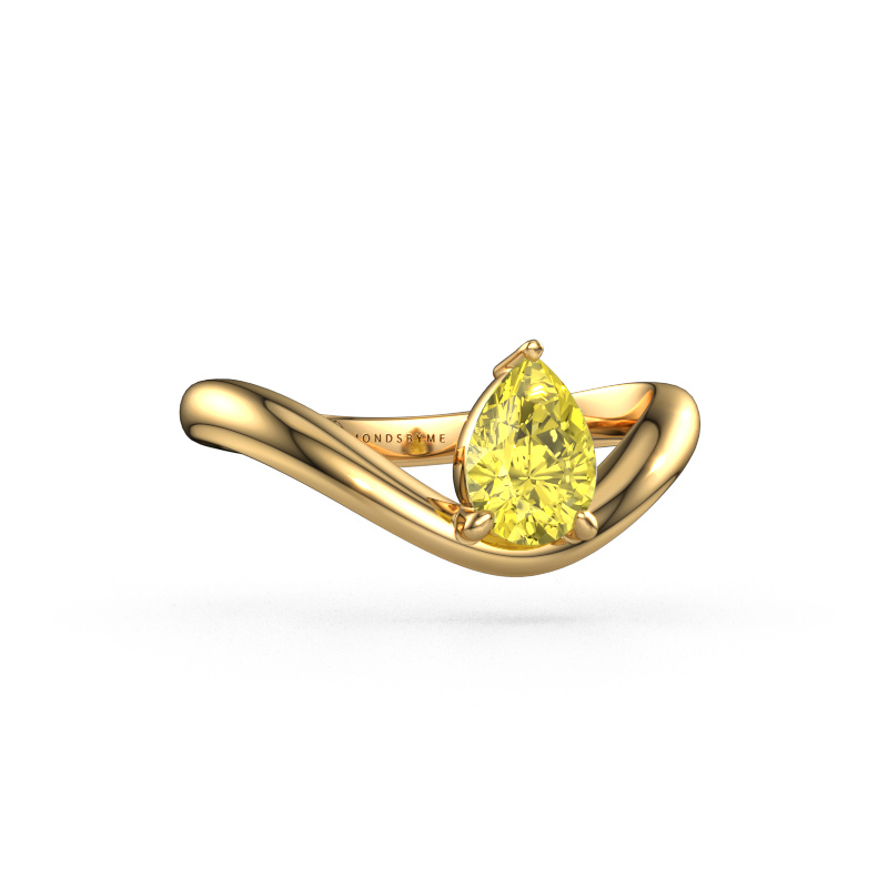 Image of Engagement ring Femke PER 585 gold Yellow lab grown diamond 7x5 mm