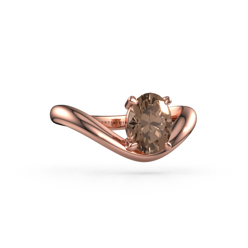 Image of Engagement ring Femke OVL 585 rose gold Brown diamond 1.10 crt