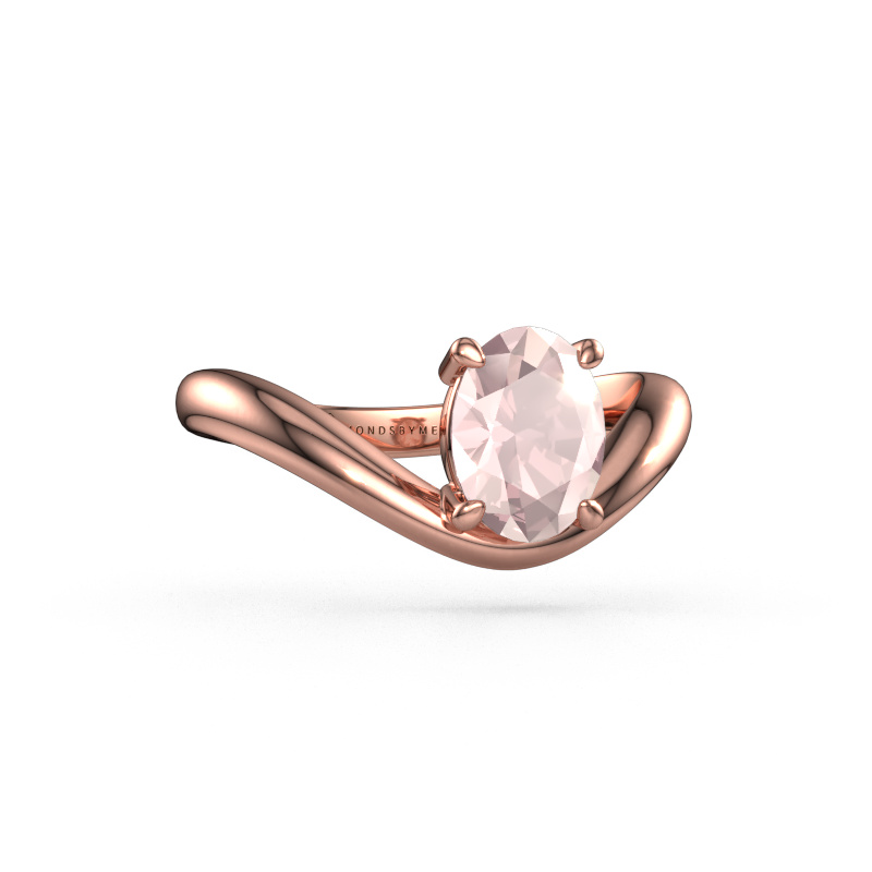 Image of Engagement ring Femke OVL 585 rose gold Morganite champagne 8x6 mm