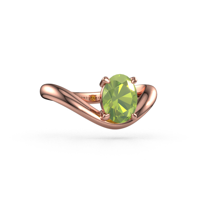 Image of Engagement ring Femke OVL 585 rose gold Peridot 8x6 mm