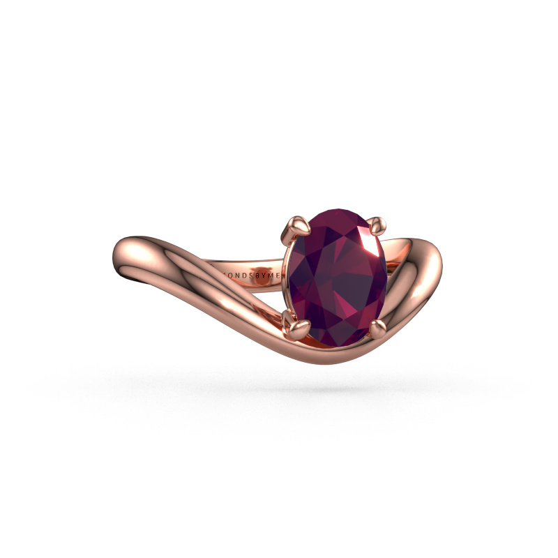 Image of Engagement ring Femke OVL 585 rose gold Rhodolite 8x6 mm