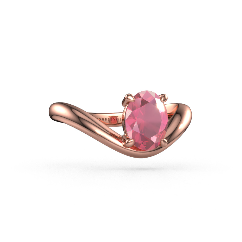 Image of Engagement ring Femke OVL 585 rose gold Tourmaline pink 8x6 mm