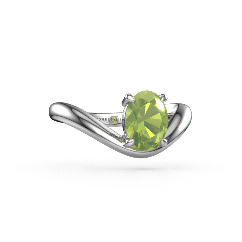 Image of Engagement ring Femke OVL 950 platinum Peridot 8x6 mm