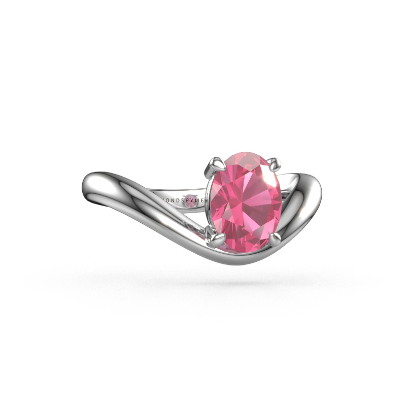 Bild von Verlobungsring Femke OVL 950 Platin Pink Saphir 8x6 mm