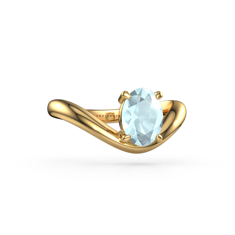 Image de Bague de fiançailles Femke OVL 585 or jaune Aigue-marine 8x6 mm