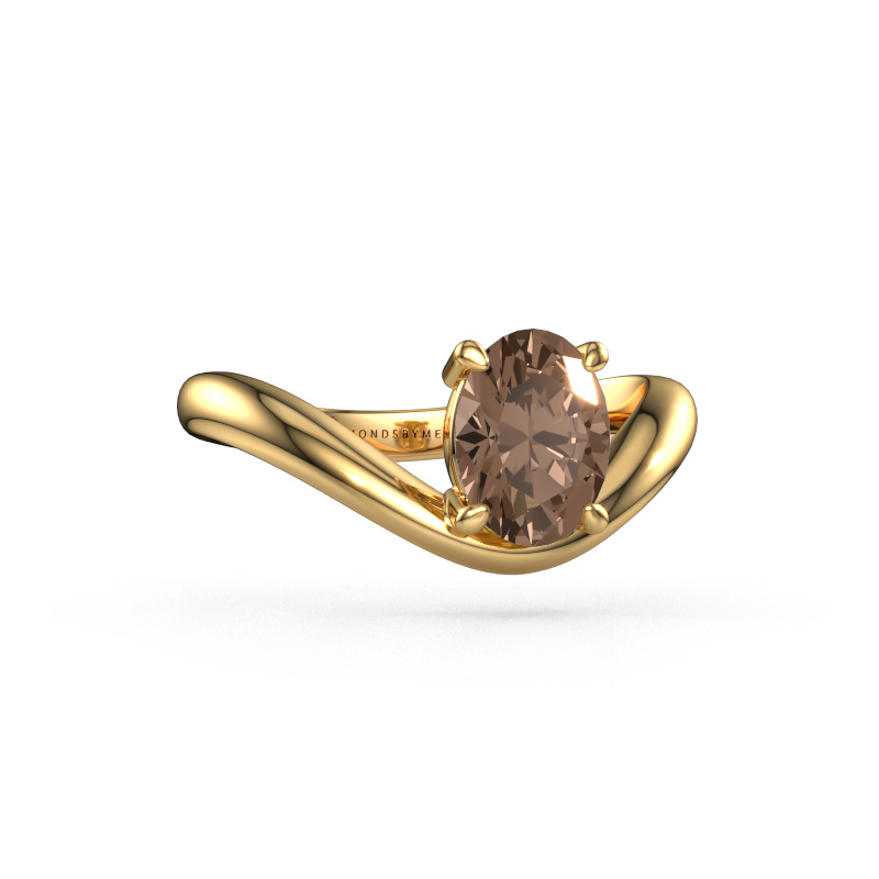 Image de Bague de fiançailles Femke OVL 585 or jaune Diamant brun 1.10 crt